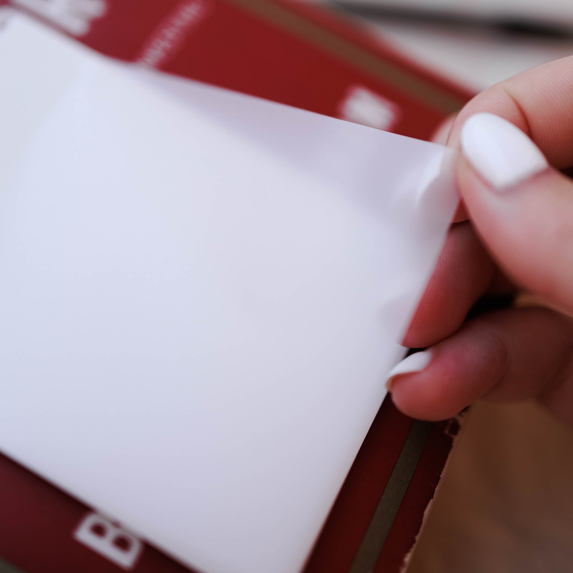 Transparent sticky notes for books – clear reusable sticky notes for annotating without covering text - detail side view